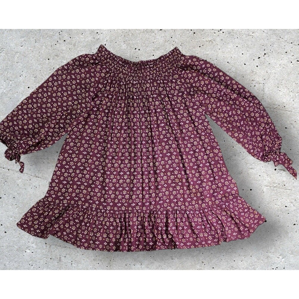 Faithfull Off The Shoulder Mini Dress Size 6 Beshka Print Plum Geometric